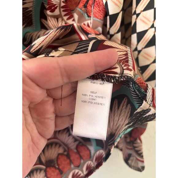 Fate Womens Boho Mix Media Balloon Sleeve Silky Blouse Size L - Picture 5 of 13